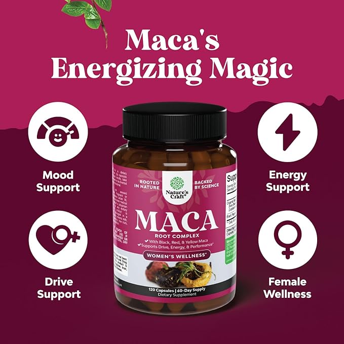 Organic Maca Root Capsules for Women 120ct