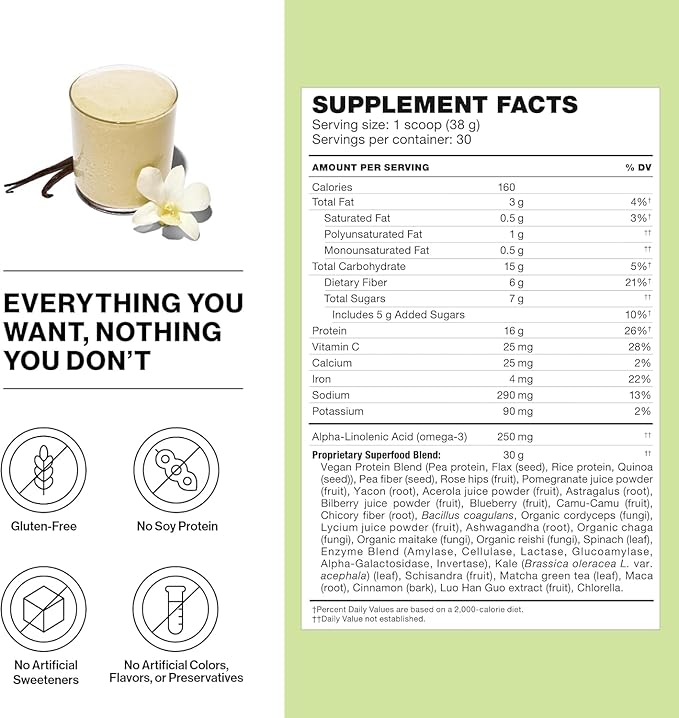 Shakeology Vegan Protein Powder - Gluten Free, Superfood Protein Shake - Helps Support Healthy Weight Loss, Lean Muscle Support, Gut Health, Manage Effects of Stress, Cookies and Creamy - 30 Servings