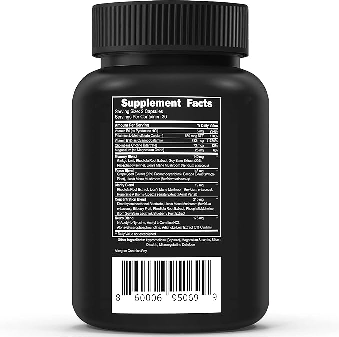 Vital Vitamins Brain Supplements for Memory 60 Coun