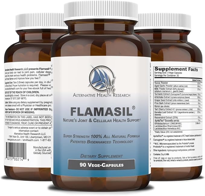 Flamasil™- for Healthy Inflammation Response* | Multi-Herbal Pain Reliever* and Joint Aid | Bio-Enhanced Turmeric, Boswellia, Resveratrol, and More | 13-in-1 Superfood Antioxidants | 30-Day Supply