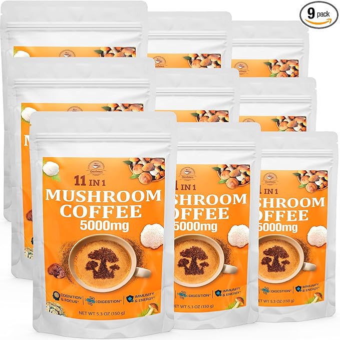 Mushroom Coffee - Mushroom Coffee Organic with 11 Superfood Mushrooms, Includes Lion's Mane, Reishi, Chaga, Cordyceps and Adaptogen*, Mushroom Supplement for Energy, Focus, Memory and Immunity-47.7oz