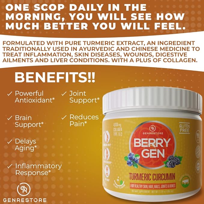 Turmeric Curcumin Collagen Powder with Vitamin 90 Servings (3)