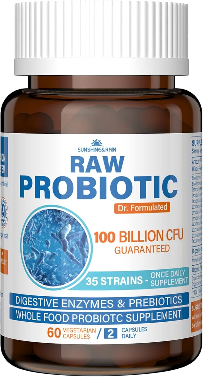 Raw Probiotics for Women & Men 100 Billion 35 Strains, 60 Vegan