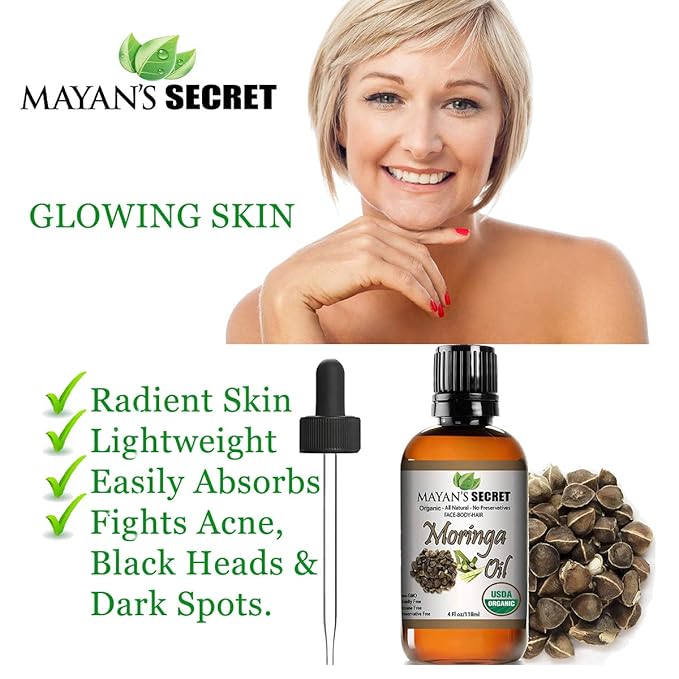 Organic Moringa Energy Oil 100% Pure Moringa Seed Oil from Rejuvenate Dull Skin - Great for Hair and Face, Botanical Anti-aging Beauty - Great for Cuts, Rashes, Burns - Pure, Undiluted-