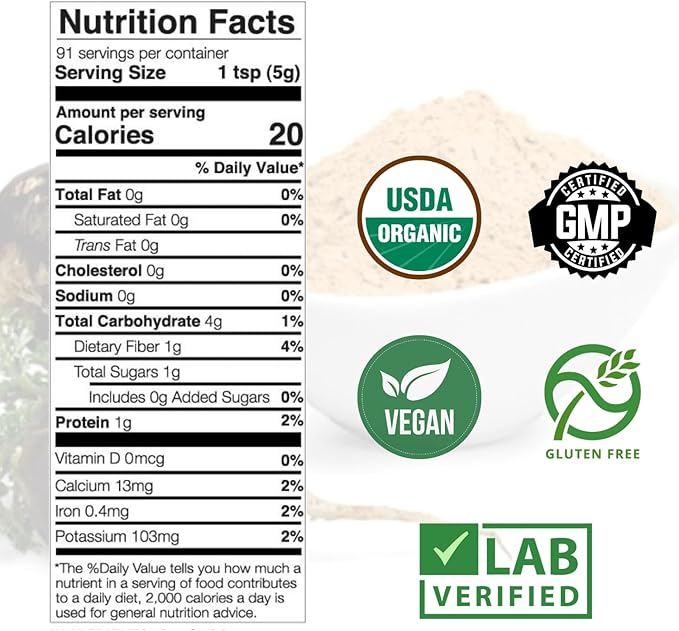 Organic, Raw Peruvian Black Maca Root Powder 16 oz