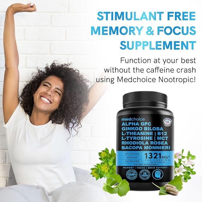 11-in-1 Nootropic Brain Supplements: Memory & 1321mg, 60ct 60ct - (2 pack)