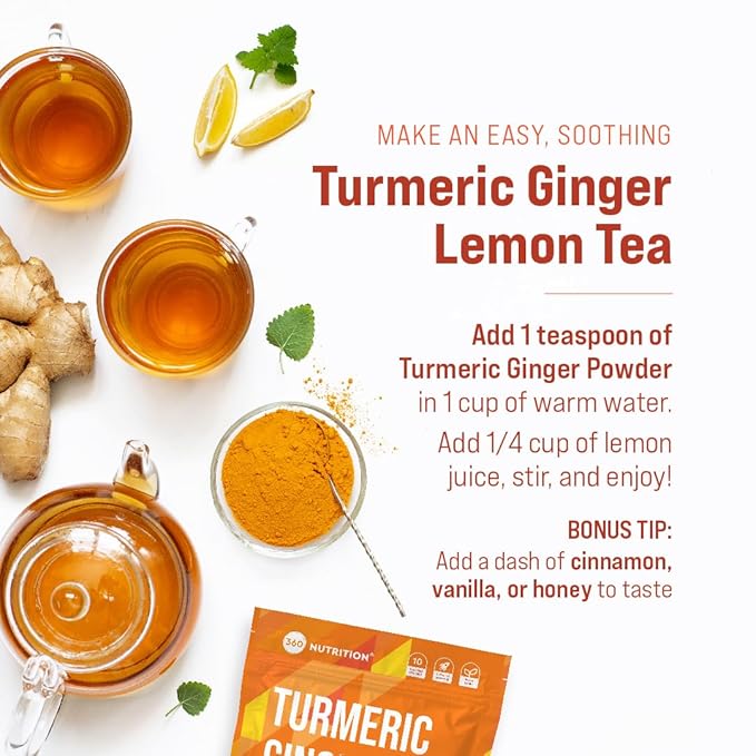 360 Nutrition Turmeric Supplement with Ginger 3.3 oz, 31 Servings