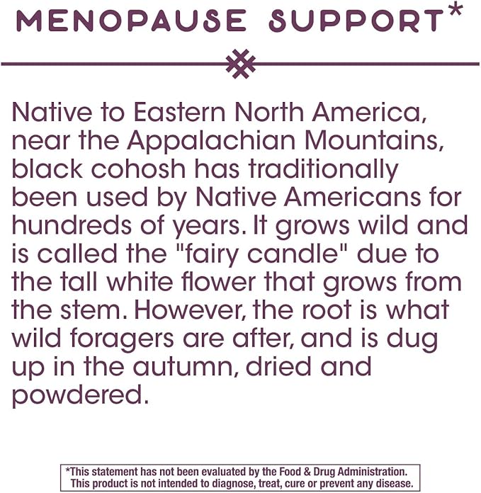 Nature's Way Premium Black Cohosh, Menopause 40 mg 120 Vegan