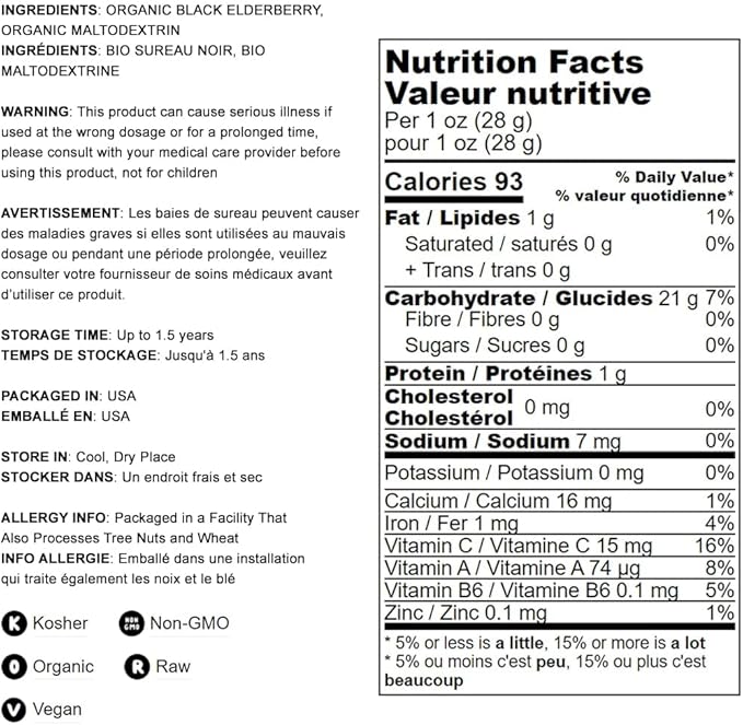 Food to Live Organic Black Elderberry 6 Ounces