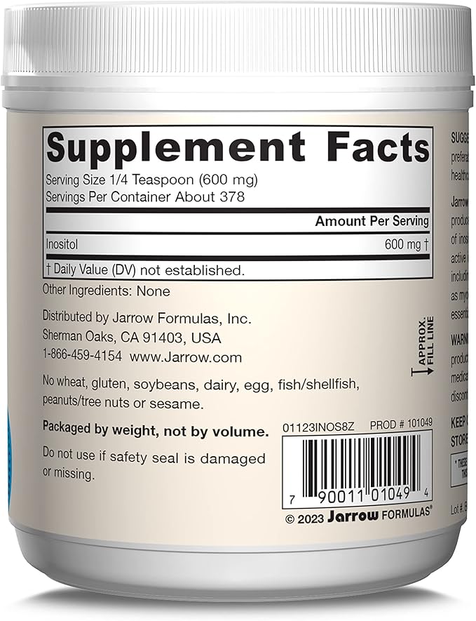 Jarrow Formulas Inositol 600 mg, Dietary 8 oz 378 Day