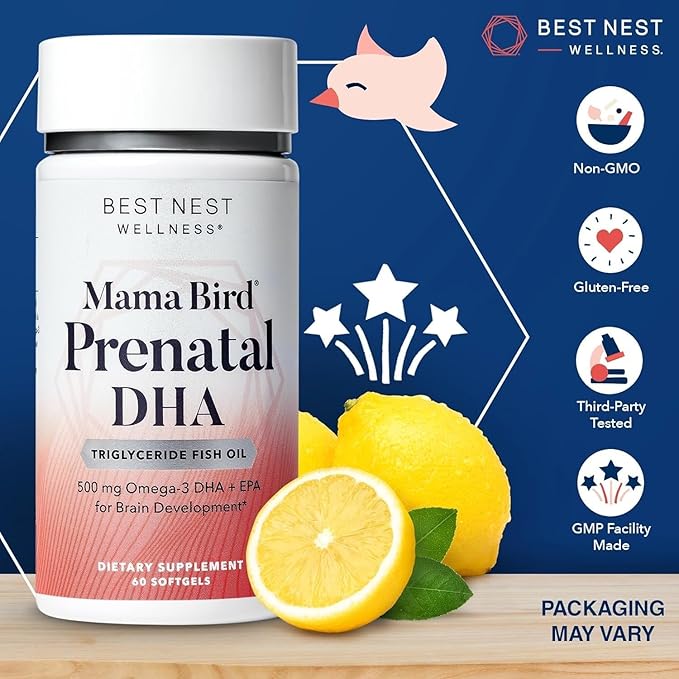 Best Nest Wellness Mama Bird Prenatal DHA Omega-3 DHA 60 Softgels