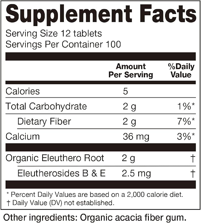 Sun Chlorella Organic Sun Eleuthero Root 200 mg 1200 Tablets