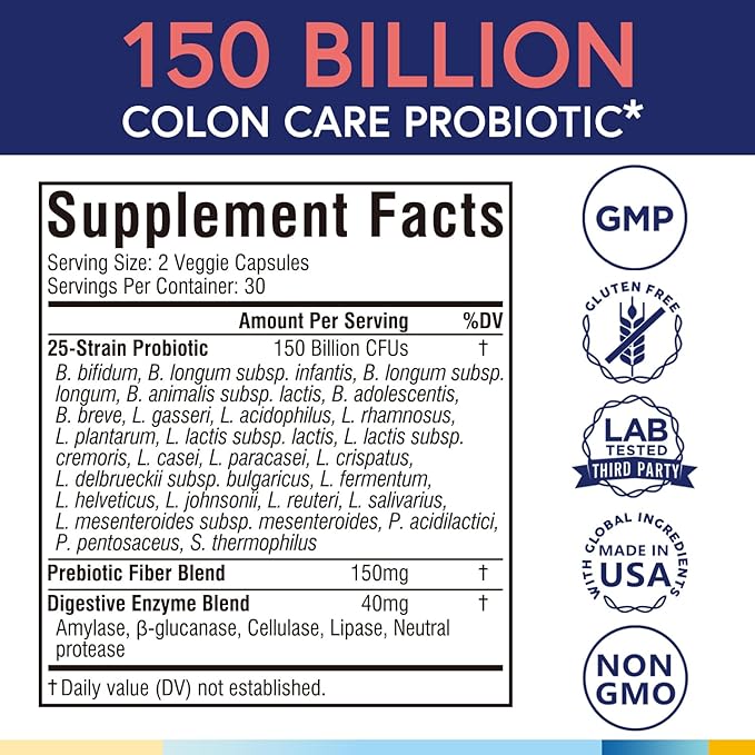 Terranics Daily Probiotics for Men & 150 Billion 25 Strains 60 Veggie