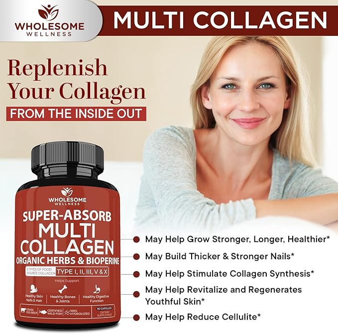 Super-Absorb Multi Collagen Pills (Type I (90 Capsules)
