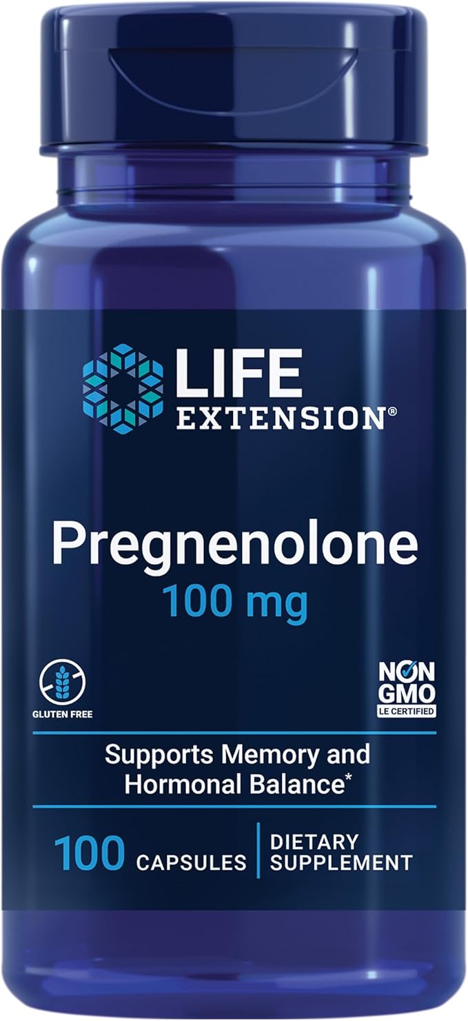 Life Extension Pregnenolone Hormone Balance 100mg, D3 K1 K1 K2 K2 Iodine 60 Capsules