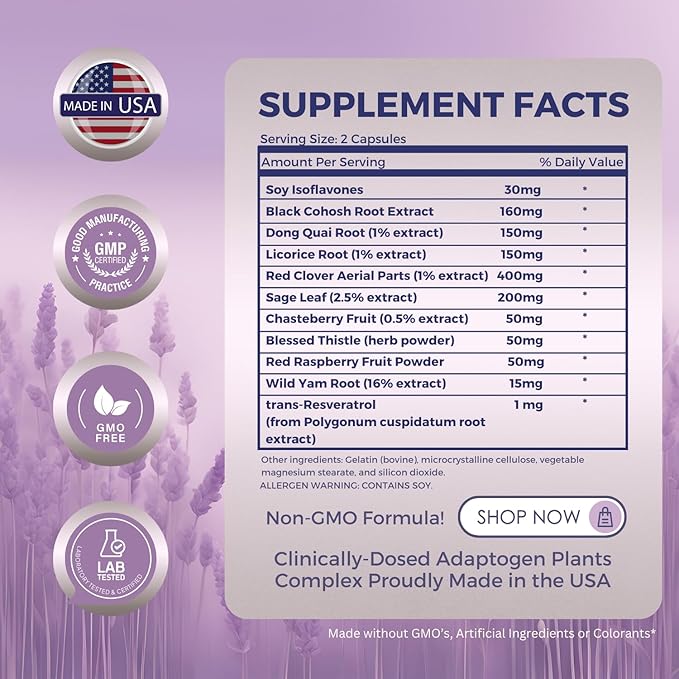 Vitex Chasteberry Supplement for Women - Adaptogens Balance Complex w. Black Cohosh and Dong Quai - Hormone Balance for Women w. Wild Yam Root - Mood Plus Hormone Harmony 60 Caps USA