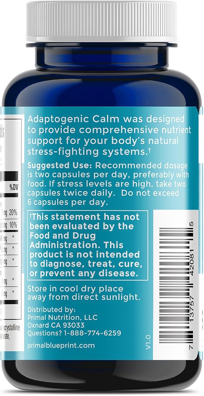 Primal Blueprint Adaptogenic Calm, Plant-Based Adaptogen 30 Count