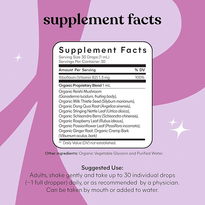Lemme PMS Hormone Balance for Women Liquid Drops, PMS & Mild Period Cramping Relief, 10-in-1 Herbal Blend with Raspberry Leaf, Dong Quai, Cramp Bark, Reishi & B2, Organic, Sugar-Free, 1 fl oz