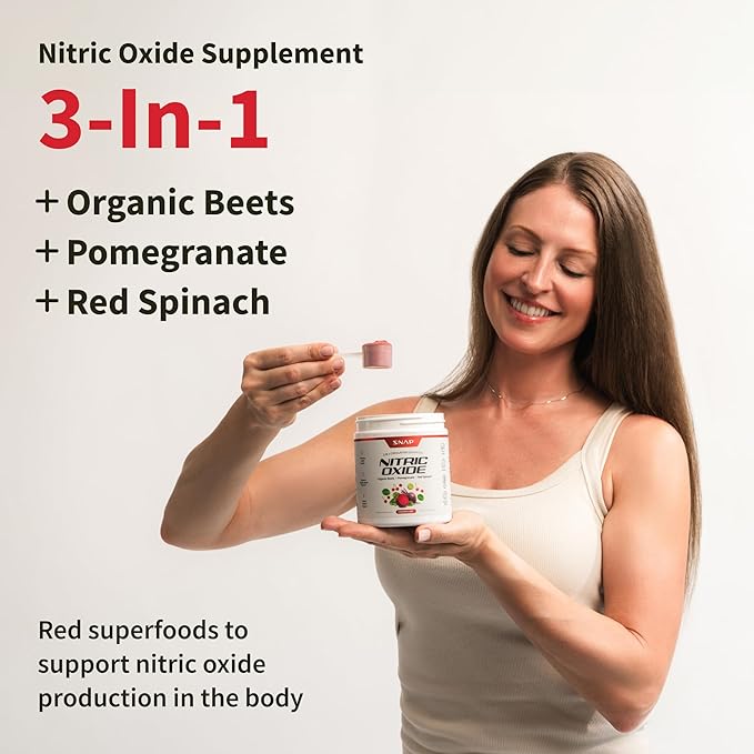 Snap Supplements Organic Beet Root Powder, Nitric Oxide Superfood Supplement with Beets, B Vitamins, Pomegranate & Red Spinach for Energy, Heart Health & Circulation Support, 30 Servings, Cherry Lime