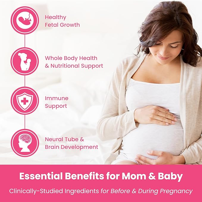 Prenatal Vitamin Gummies with DHA 3, Methylfolate, D3, Pregnancy 120 Count
