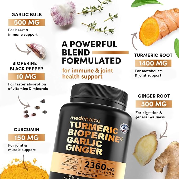 4-in-1 Turmeric and Garlic Supplements 2360 mg (240 ct) 2)