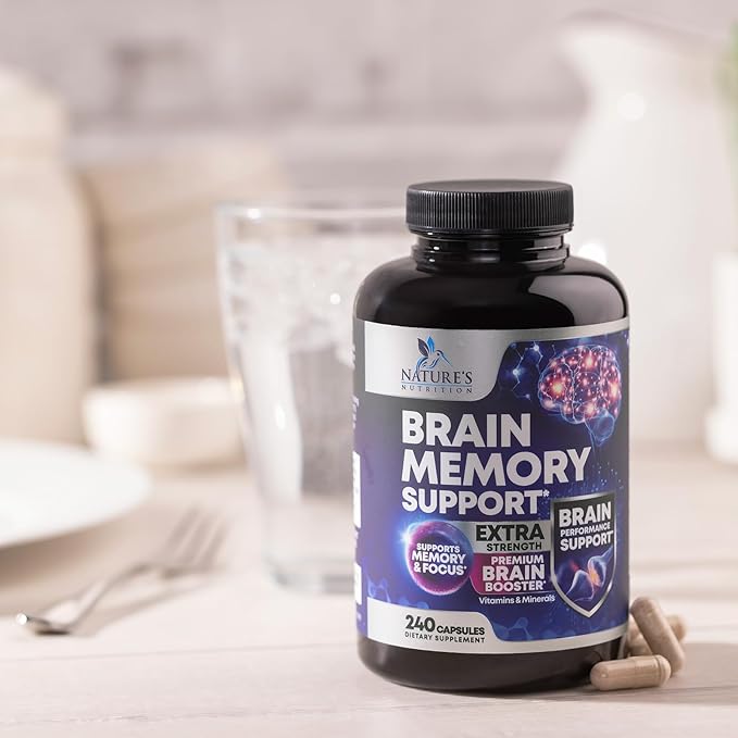 Brain Supplements for Memory and Focus - 40 Nootropics & Vitamins to Support Mental Alertness, Clarity & Concentration, Brain Health Cognitive Memory Pills, B6, B12, Phosphatidylserine - 240 Capsules