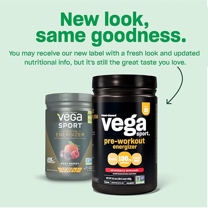 Vega Sport Pre-Workout Energizer, Strawberry Lemonade 1.1 lbs