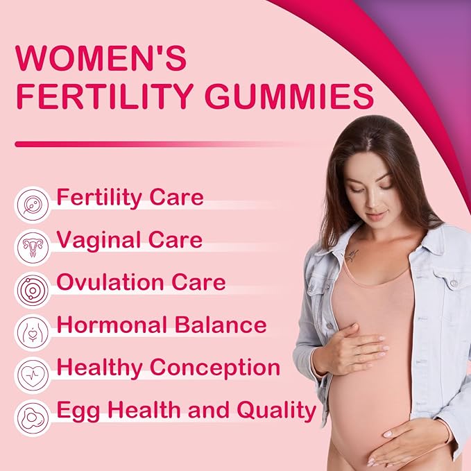 Fertility Supplements for Women, Prenatal Vitamins with Myo-Inositol & D-Chiro Inositol, Folate, Herbs, for Hormonal Balance, Fertility & Vaginal Care, 240 Prenatal Gummies (Raspberry)