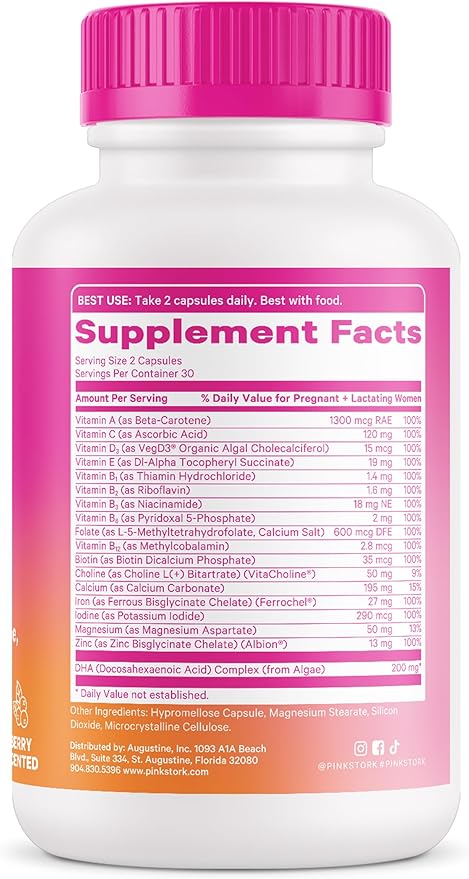 Pink Stork Total Prenatal Vitamins B12 - 60 Capsules, 1 Month