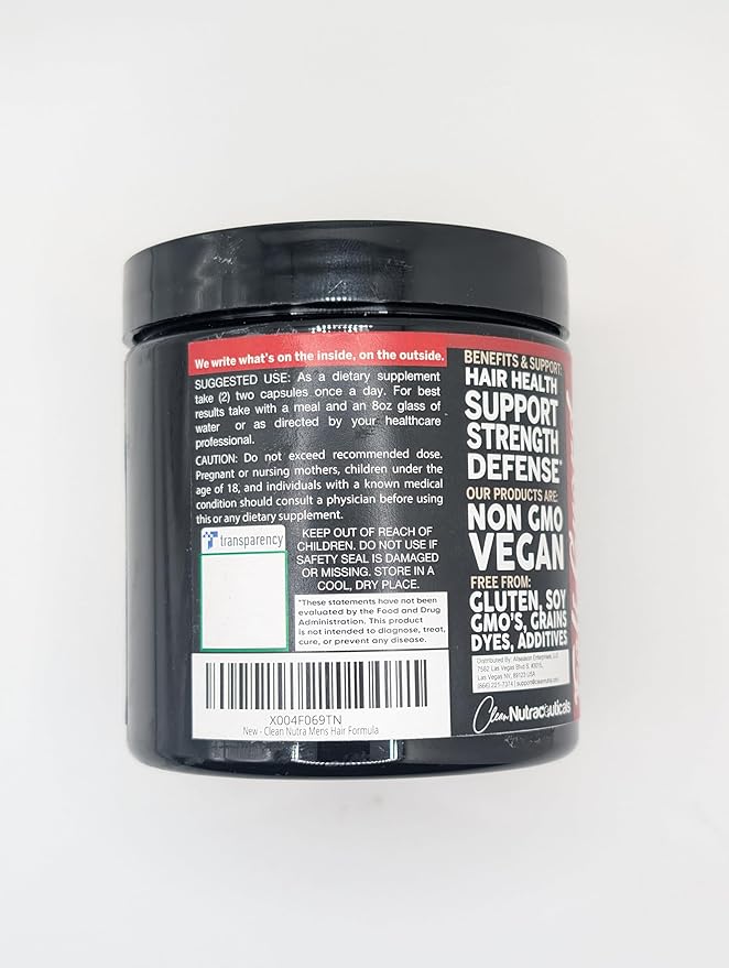 Hair Growth Supplement for Men | Biotin Collagen Keratin Saw Palmetto Iron Pumpkin Ginseng Bamboo Silica Rosemary Peppermint Selenium Iodine Flaxseed Horsetail Vitamin A C D3 E B12 by Clean Nutra (1)
