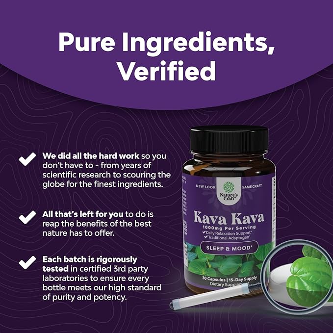 Kava Root Mood Support Supplement 1000mg Serving