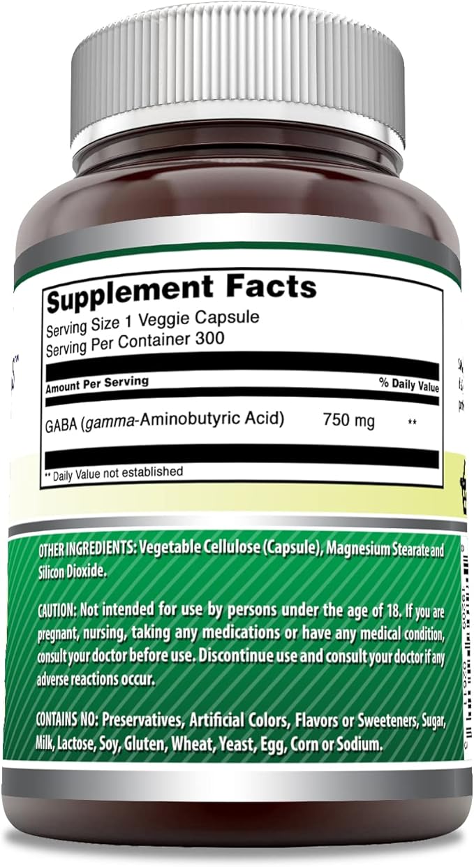 Amazing Formulas GABA 750mg Per Serving (300 Count)