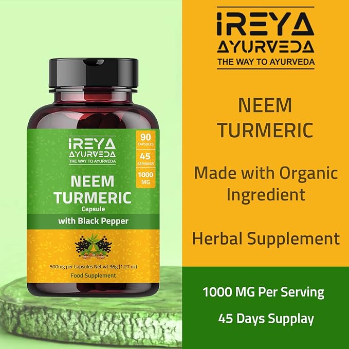 Neem Turmeric Capsules 90 Capsules 1000mg | (90 Capsules)