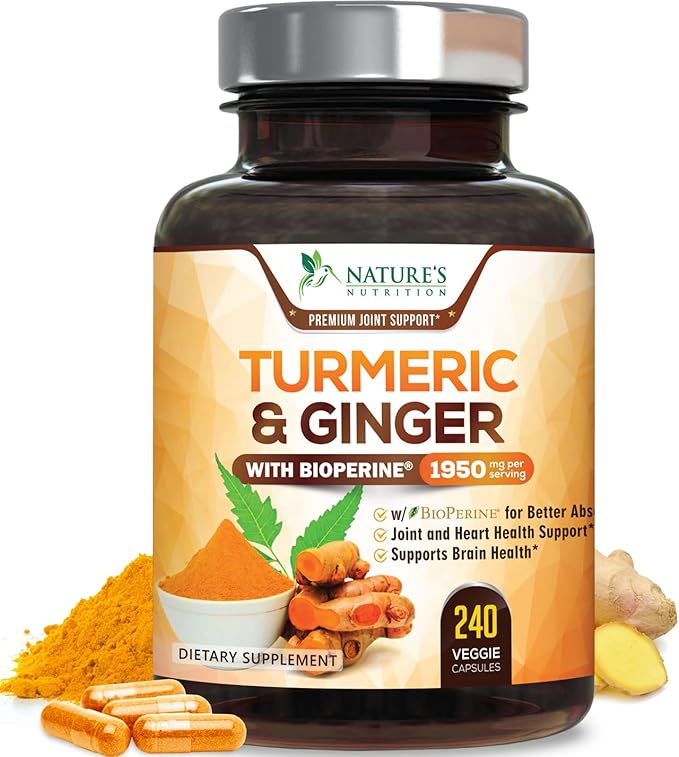 Turmeric Curcumin with BioPerine & Ginger 95% Curcuminoids 1950mg - 240 Capsules