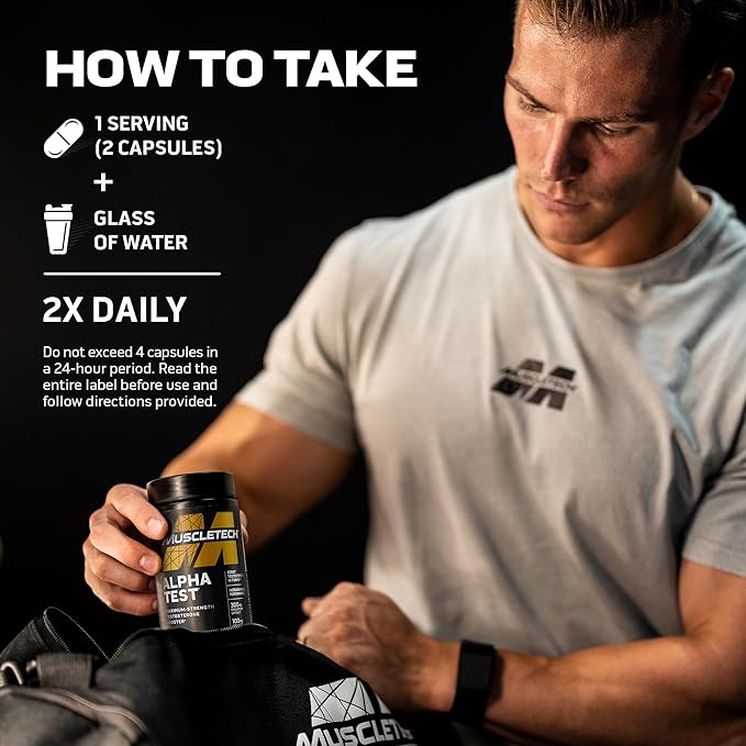 Testosterone Booster for Men, MuscleTech AlphaTest, 120 Pills