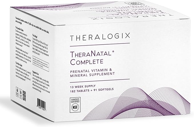 Theralogix TheraNatal Complete Prenatal Vitamin Supplement 91-Day Supply D3, Folate, B6 & 182 Tablets 91 Softgels
