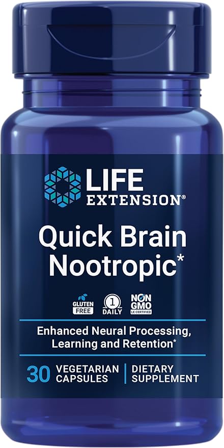 Life Extension Quick Brain Nootropic, 30 1-Daily, gluten-free,