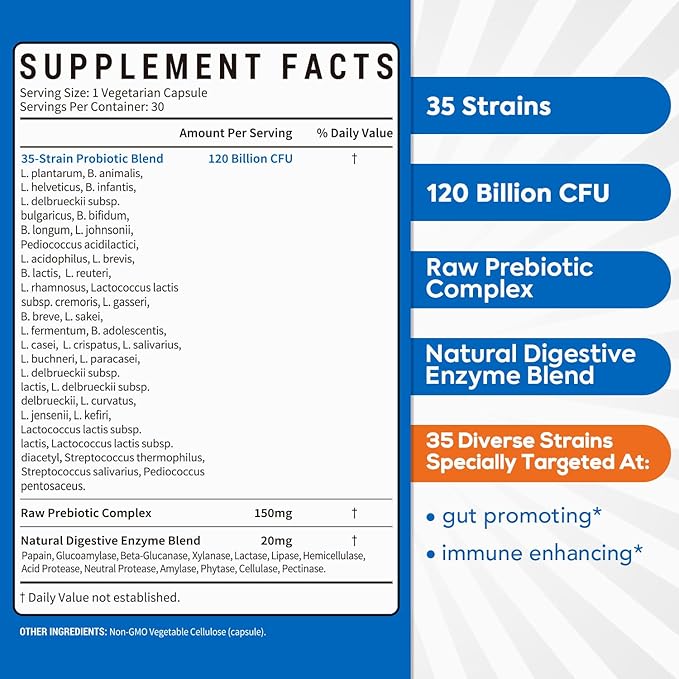 Probiotics 120 Billion CFU, Probiotics 3-in-1 Complete 30 Caps