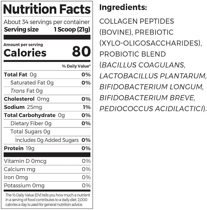 Orgain Collagen Peptides + Probiotics, Unflavored, 1.6 lbs