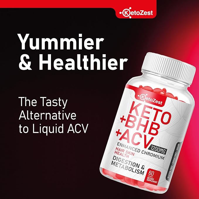 Organic Keto ACV BHB Gummies - Apple Cider Vinegar with The Mother Supplement - Vitamin D3 Zinc Beetroot Pomegranate Chromium Beta Hydroxybutyrate - Vegan Sugar Gluten Free for Men Women