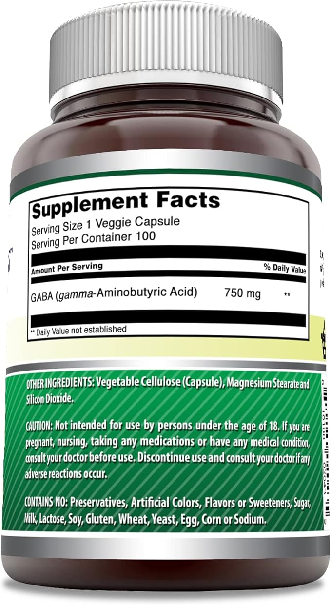 Amazing Formulas GABA 750mg Per Serving 100 Veggie