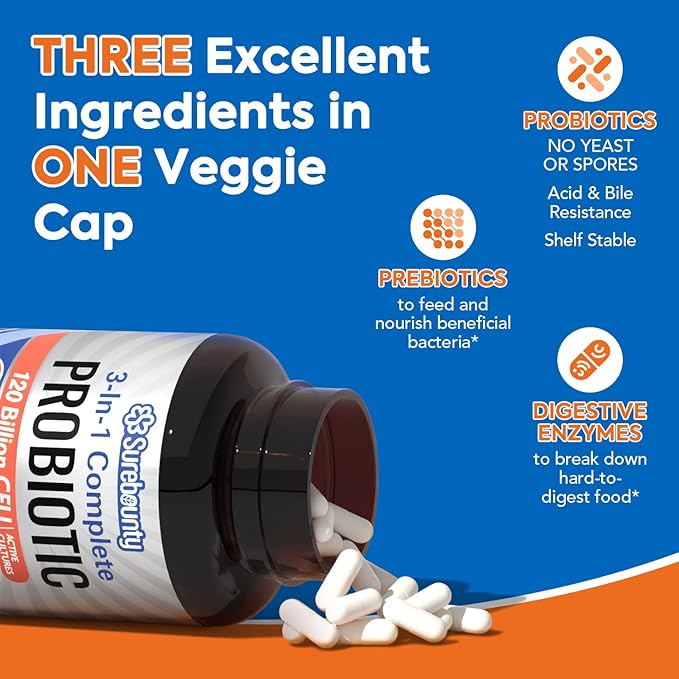 Probiotics 120 Billion CFU, Probiotics 3-in-1 Complete 30 Caps