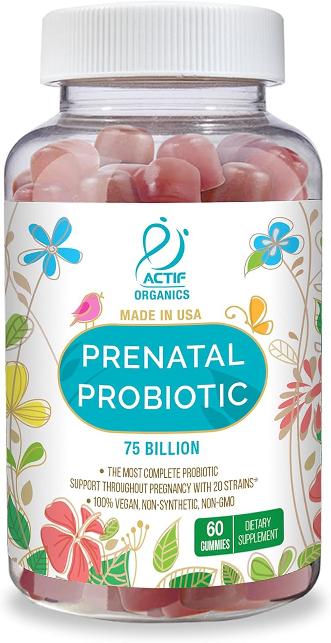 ACTIF Prenatal Probiotic Maximum Strength 75 Billion 20 Strains, 60 Gummies,