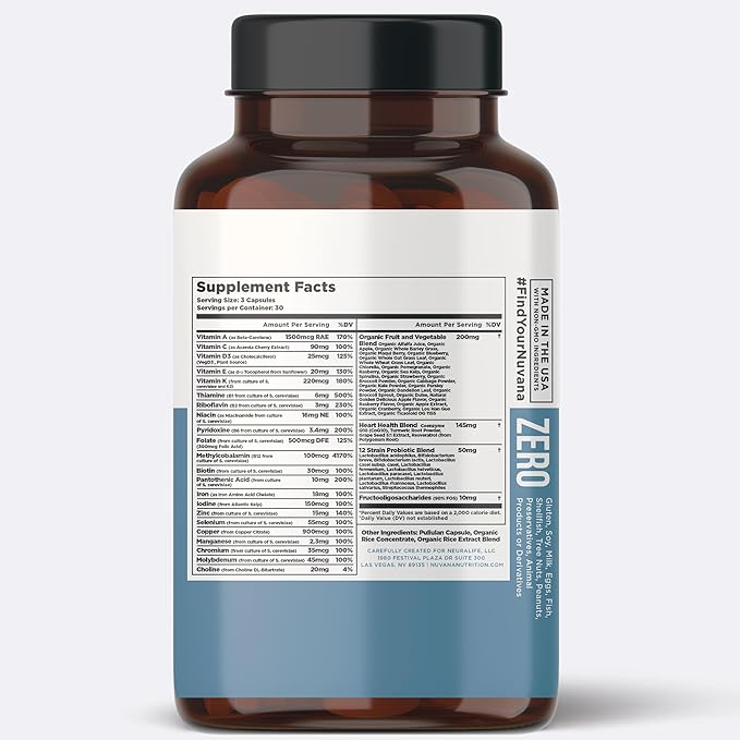 Multifood Whole Food Multivitamin with Probiotics, CoQ10, Turmeric,