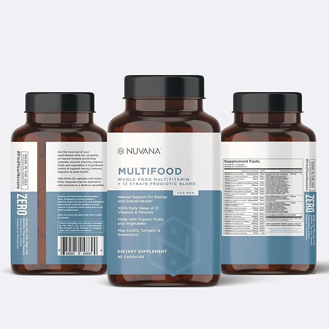 Multifood Whole Food Multivitamin with Probiotics, CoQ10, Turmeric,