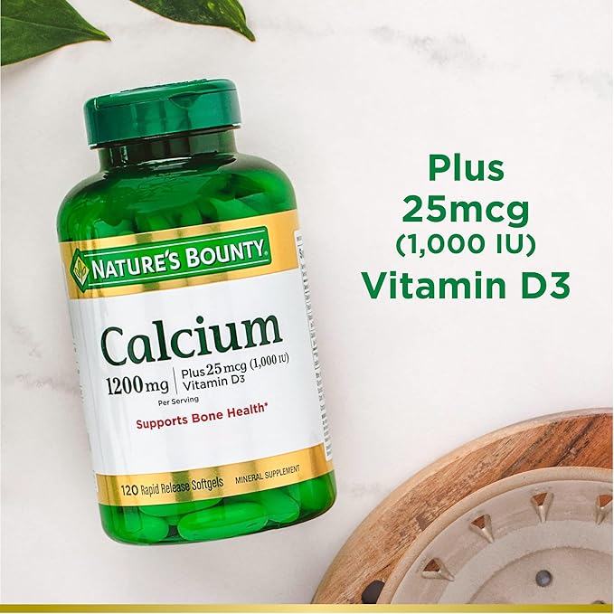Nature's Bounty Calcium Carbonate & Vitamin 1200mg Calcium 1000IU Vitamin D3, 120 120 Softgels