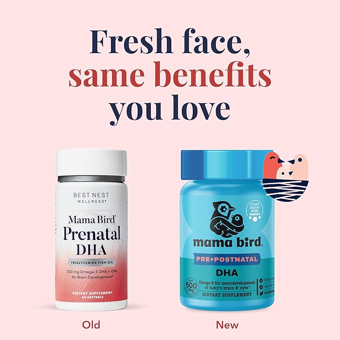 Best Nest Wellness Mama Bird Prenatal DHA Omega-3 DHA 60 Softgels