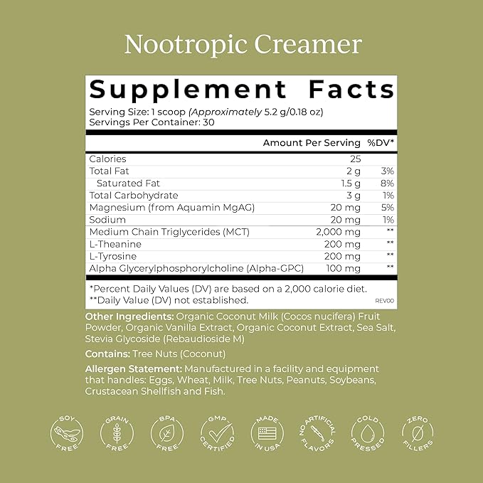 CYMBIOTIKA Nootropic Creamer with MCT Oil, L-Theanine, and Alpha GPC, Enhance Focus, Mental Clarity, and Energy, Sugar-Free, Keto-Friendly Brain Boosting Coffee Creamer for Cognitive Performance and Stress Relief