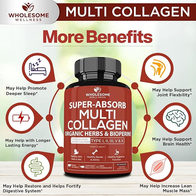 Super-Absorb Multi Collagen Pills (Type I (90 Capsules)