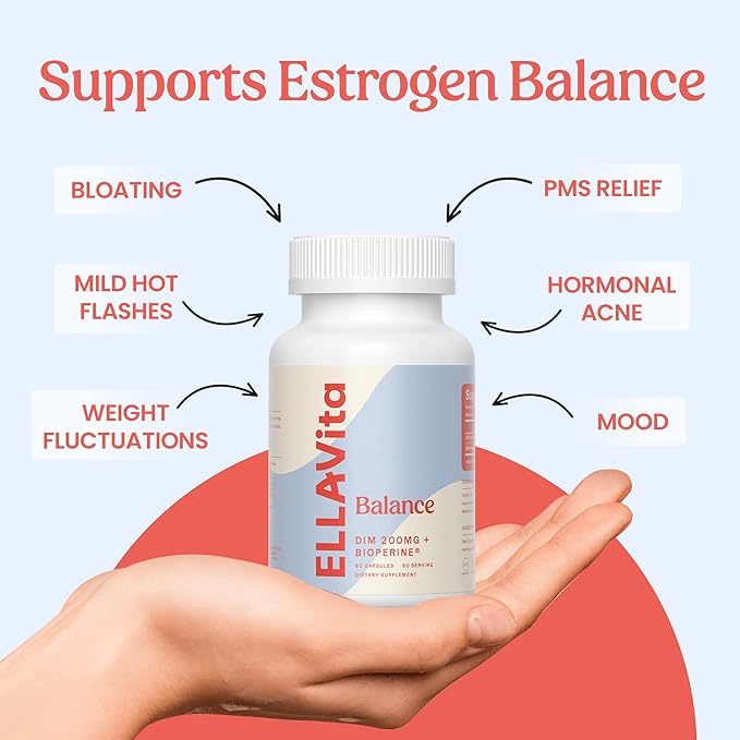 Balance DIM Supplement 200mg - Hormone Balance for Women - PMS, Menopause and Hormonal Acne Support- Vegan, Non-GMO, Gluten Free and Soy Free - 60 Capsules